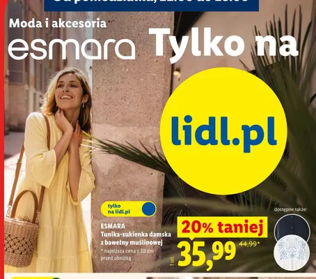 Tunika-sukienka damska z bawełny muślinowej Esmara promocja w Lidl