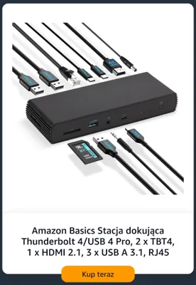 Stacja dokująca Amazon Basics Thunderbolt 4/USB 4 Pro promocja w Amazon
