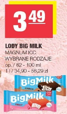 Lody Big Milk Magnum Ice promocja w SPAR