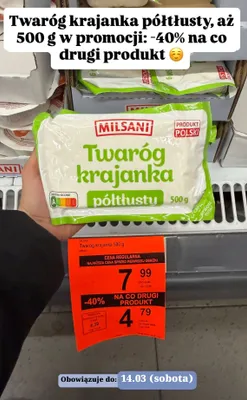 Twaróg krajanka półtłusty promocja w Aldi