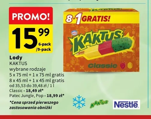 Lody Kaktus Patec Jungle 6-pak promocja w Intermarche