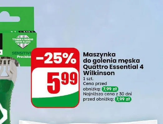 Maszynka do golenia męska Quattro Essential 4 Wilkinson promocja w Dino