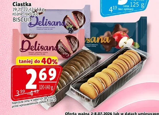 Biszkopty z galaretką wiśniową w czekoladzie Delisana promocja w Prim Market
