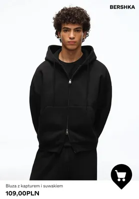 Bluza z kapturem i suwakiem Bershka promocja w Bershka