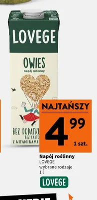 Napój roślinny owsiany Lovege promocja w Intermarche
