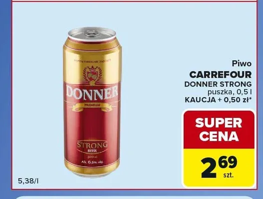Piwo Donner Strong Carrefour promocja w Carrefour Market