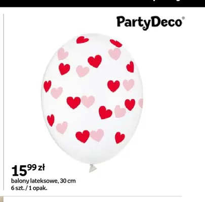 Balony lateksowe w serca PartyDeco 6-pak 30 cm promocja w Empik