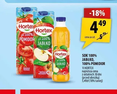 Sok 100% jabłkowy Hortex promocja w Arhelan
