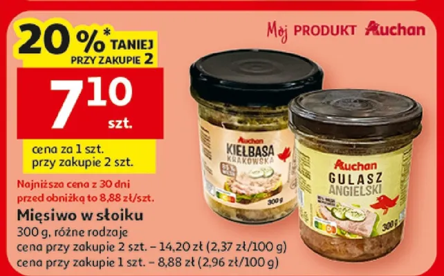 Mięsiwo w słoiku Auchan kiełbasa śląska promocja w Auchan