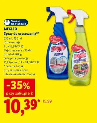 Spray do czyszczenia odtłuszczacz uniwersalny Meglio promocja w Lidl