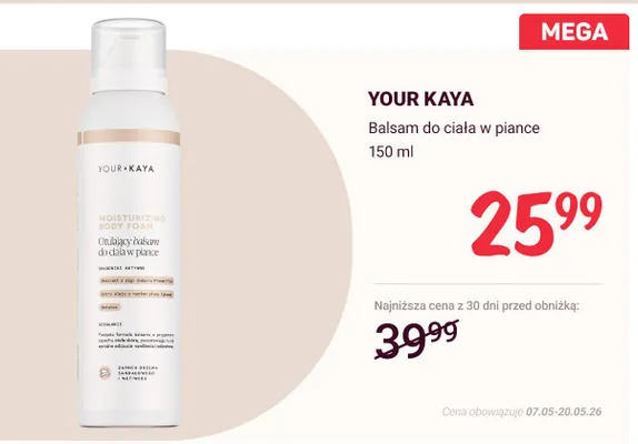 Balsam do ciała w piance YOUR KAYA promocja w Rossmann