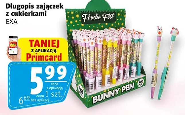 Długopis zajączek z cukierkami promocja w Prim Market