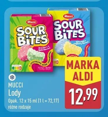 Lody Sour Bites Apple Peach & Raspberry Mucci 12-pak promocja w Aldi