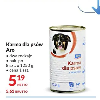 Karma dla psów Aro promocja w Makro