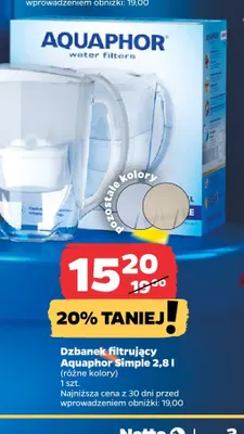 Dzbanek filtrujący Aquaphor Simple 2,8 l promocja w Netto
