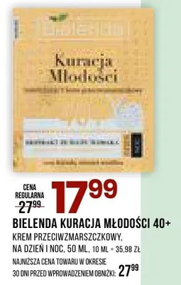 Krem Bielenda Kuracja Młodości 40+ przeciwzmarszczkowy na dzień i noc promocja w Drogerie Natura