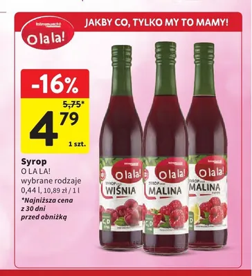 Syrop O la la! Malina z cytryną promocja w Intermarche