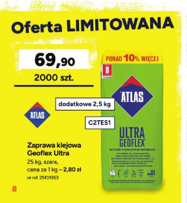 Zaprawa klejowa Atlas Geoflex Ultra promocja w Bricoman
