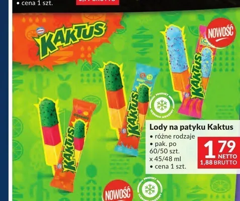 Lody na patyku Kaktus Classic promocja w Makro