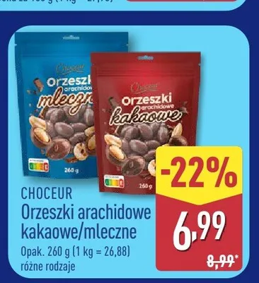 Orzeszki arachidowe mleczne Choceur promocja w Aldi