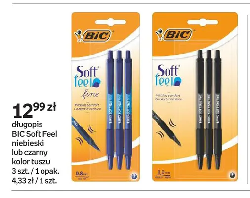 Długopis BIC Soft Feel czarny 3-pak promocja w Empik