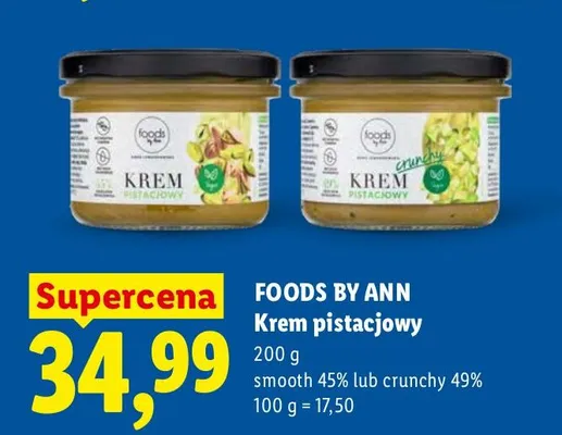 Krem pistacjowy smooth 45% lub crunchy 49% promocja w Lidl