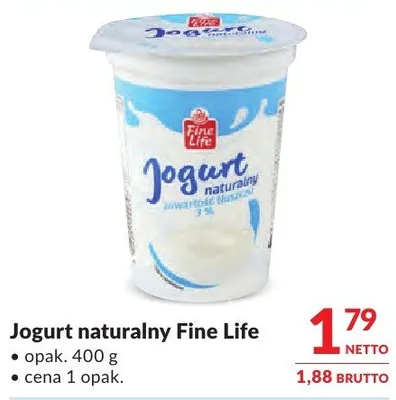 Jogurt naturalny Fine Life promocja w Makro
