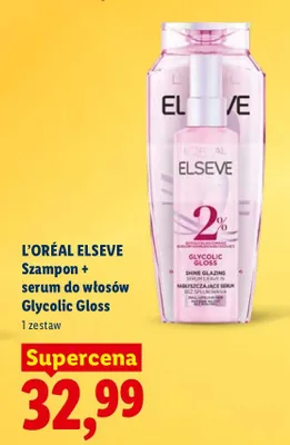 Szampon + serum do włosów Glycolic Gloss L'oréal Elseve promocja w Lidl