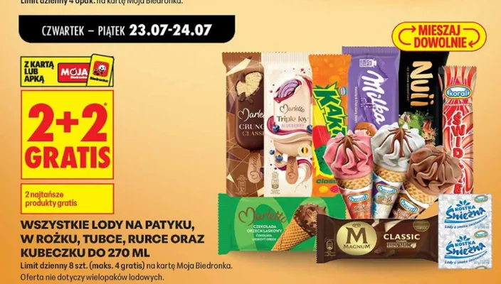 Lody rożek Milka Vanilla & Chocolate Swirl promocja w Biedronka