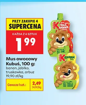 Mus owocowy Kubuś banan promocja w Biedronka