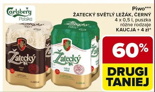 Piwo Żatecký světlý ležák, černý promocja w Carrefour Market