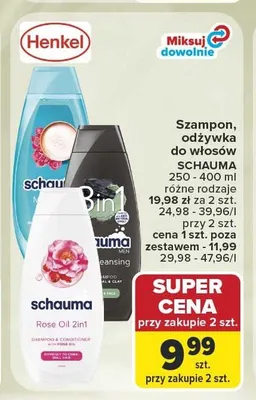 Szampon do włosów Schauma Men Charcoal promocja w Carrefour