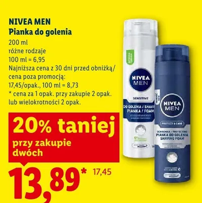 Pianka do golenia Nivea Men Sensitive promocja w Lidl