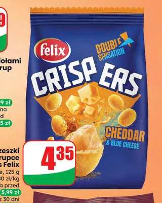 Orzeszki w skorupce Crispers cheddar & blue cheese promocja w Dino