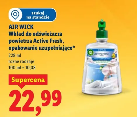 Wkład do odświeżacza powietrza Active Fresh, opakowanie uzupełniające Air Wick promocja w Lidl