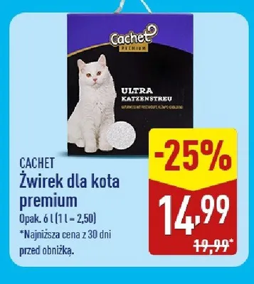 Żwirek dla kota premium Cachet promocja w Aldi