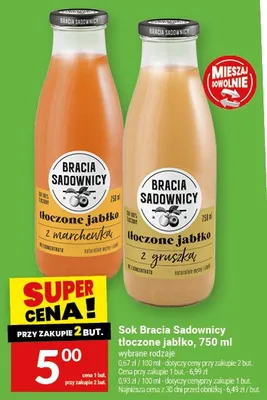 Sok Bracia Sadownicy tłoczone jabłko, 750 ml promocja w Twój Market