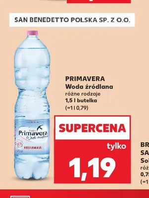 Woda źródlana niegazowana Primavera promocja w Kaufland