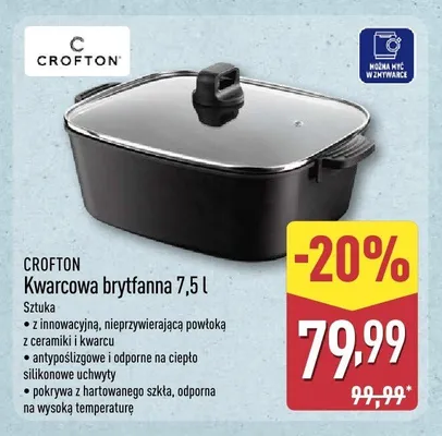 Kwarcowa brytfanna Crofton 7,5 l promocja w Aldi