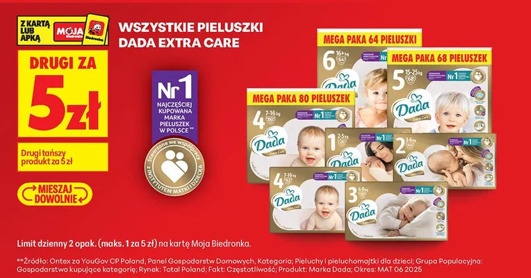Pieluszki Dada Extra Care promocja w Biedronka