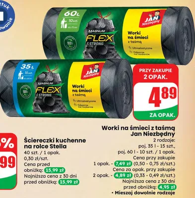 Worki na śmieci z taśmą poj. 60 l promocja w Dino