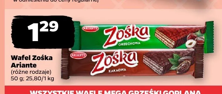 Wafel Zośka kakaowy Ariante promocja w Netto