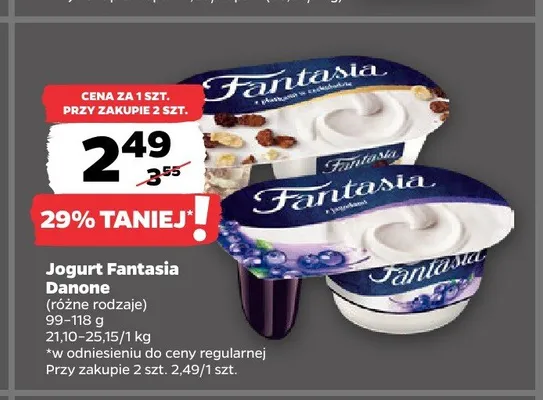 Jogurt Fantasia z jagodami Danone promocja w Netto