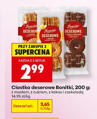Ciastka deserowe Bonitki z cukrem promocja w Biedronka