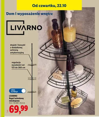 Regał łazienkowy teleskopowy Livarno 25,5x123-260x25,5 cm promocja w Lidl