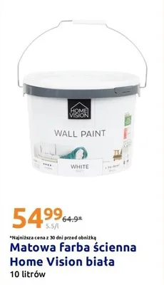 Matowa farba ścienna biała promocja w Action
