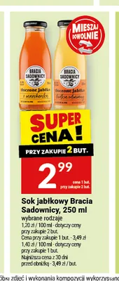 Sok jabłkowy Bracia Sadownicy tłoczone jabłko z marchewką promocja w Twój Market