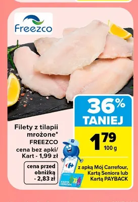 Filety z tilapii mrożone Freezco promocja w Carrefour Market