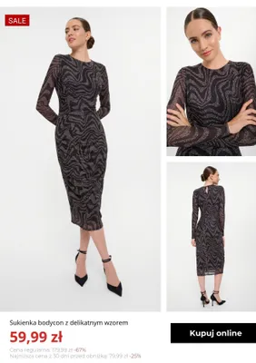 Sukienka bodycon z delikatnym wzorem Greenpoint promocja w Greenpoint