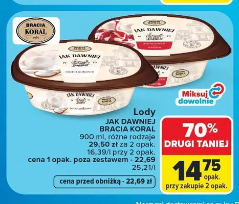 Lody czekoladowe Jak Dawniej Bracia Koral promocja w Carrefour
